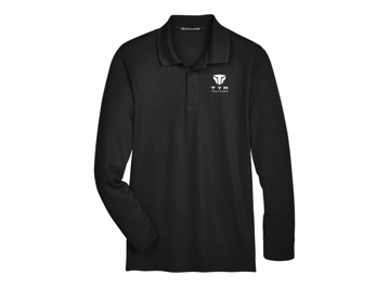 TYM Men's Black Long Sleeve Polo with white TYM logo