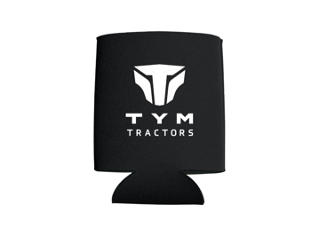 Black TYM Can Koozie Front with white TYM logo