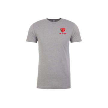 Gray TYM Tee with red logo