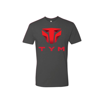 Heather Metal Tee with full front TYM logo in red