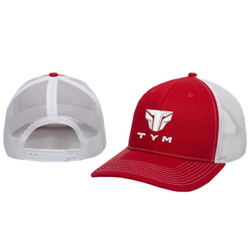 Red trucker Hat with White TYM logo embroidered
