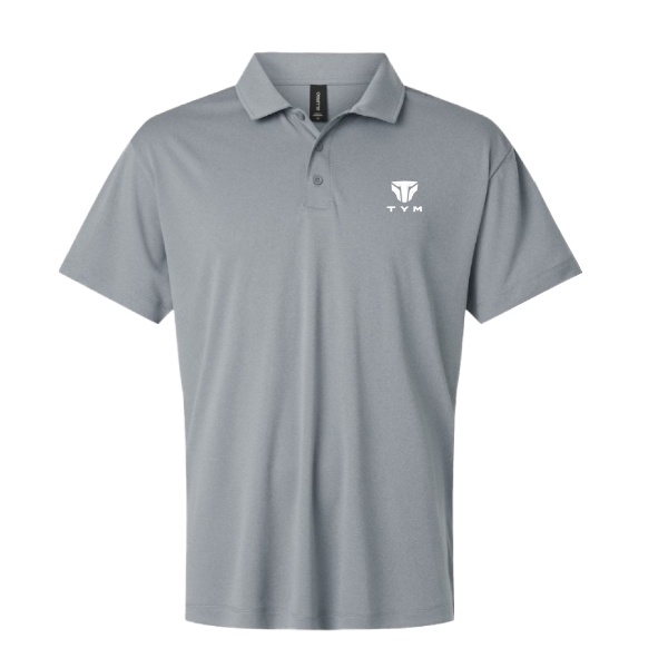 Steel grey TYM Performance Polo with three-button placket and TYM branding