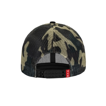 TYM Black & Camo Trucker Hat with embroidered TYM logo